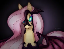 Size: 1360x1040 | Tagged: safe, artist:_rarerayy_, derpibooru import, fluttershy, bat pony, pegasus, alternate timeline, bat ponified, eternal night au (janegumball), fanart, flutterbat, g4, image, nightmare fluttershy, nightmare takeover timeline, nightmarified, png, race swap