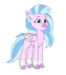Size: 640x725 | Tagged: safe, artist:jazzhooves, derpibooru import, silverstream, classical hippogriff, hippogriff, g5, coat markings, colored wings, female, g4, g4 to g5, generation leap, image, jpeg, missing accessory, simple background, socks (coat marking), solo, white background, wings