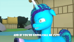 Size: 1920x1080 | Tagged: safe, artist:geo bluecropper, artist:jewellier, derpibooru import, izzy moonbow, pony, unicorn, g5, 3d, angry, animated, blushing, cute, dialogue, duo, duo female, female, horn, hug, image, izzybetes, lesbian, mare, misty brightdawn, mistybetes, ship:mizzy, shipping, source filmmaker, video, webm
