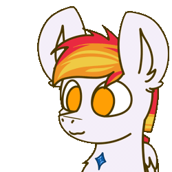 Size: 1920x1920 | Tagged: safe, artist:nhale, derpibooru import, oc, oc:shining sky, unofficial characters only, pegasus, animated, animated booop, boop, cartoon, commission, cute, gif, image, orange eyes, orange hair, paws, simple background, smiling, solo, transparent background, white body, wings, ych result
