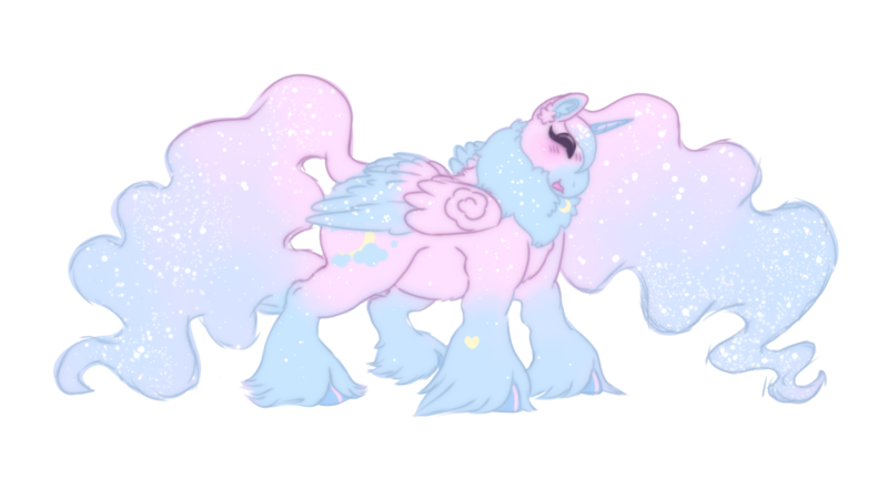 Size: 3500x1889 | Tagged: safe, artist:iridescentclaws, derpibooru import, oc, oc:moonlight blossom, unofficial characters only, alicorn, pony, chest fluff, digital art, draft horse, ear fluff, fluffy, g4, image, png, princess, sparkly, sparkly mane, sparkly tail, tail, unshorn fetlocks