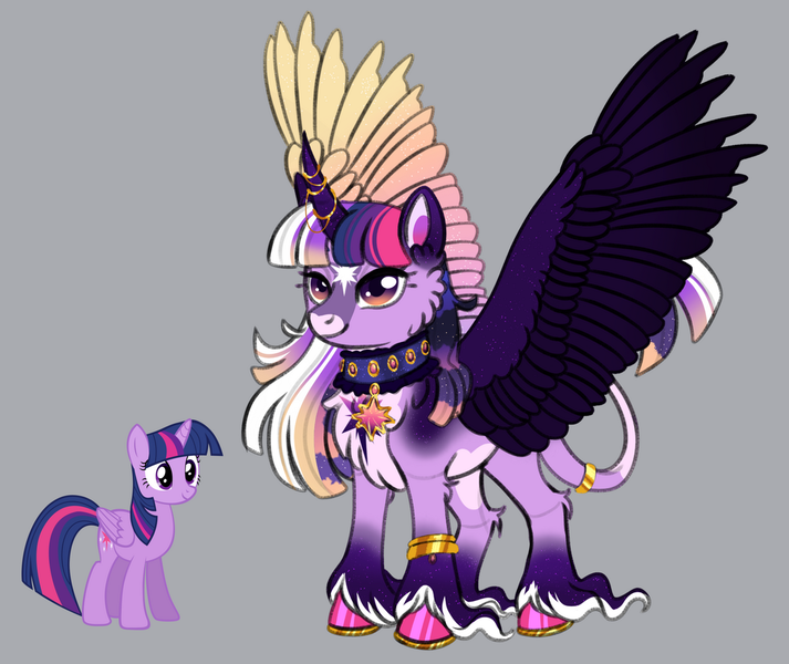 Size: 1280x1077 | Tagged: safe, artist:malinraf1615, derpibooru import, twilight sparkle, twilight sparkle (alicorn), alicorn, pony, alternate design, gray background, image, png, simple background, solo, twitterina design