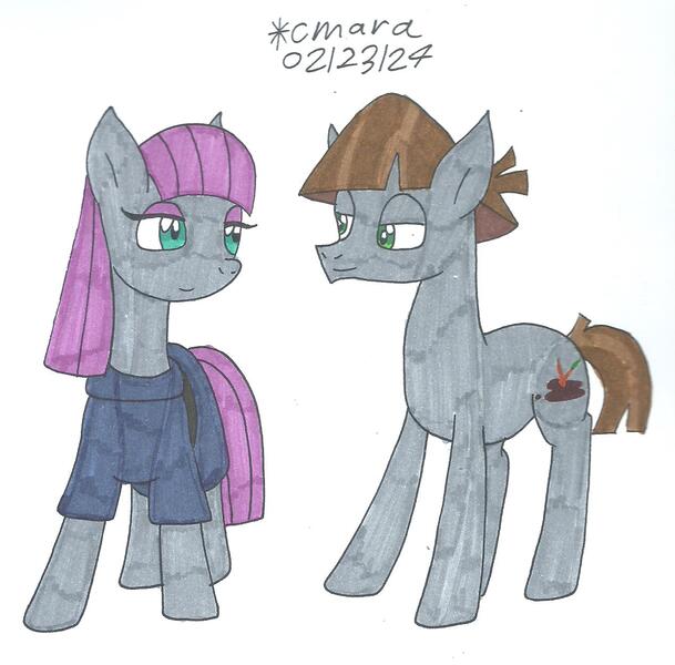 Size: 1269x1251 | Tagged: safe, artist:cmara, derpibooru import, maud pie, mudbriar, earth pony, female, image, jpeg, male, maudbriar, shipping, simple background, straight, white background