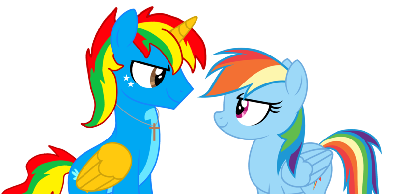 Size: 3662x1806 | Tagged: safe, artist:shieldwingarmorofgod, derpibooru import, rainbow dash, oc, oc:shield wing, alicorn, pegasus, dare, female, g4, image, male, png, vector