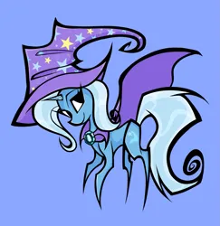 Size: 1493x1538 | Tagged: safe, artist:coffeefueledchainsaw, derpibooru import, trixie, blue background, cape, clothes, hat, image, png, simple background, trixie's cape, trixie's hat