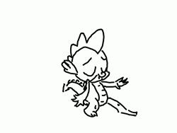 Size: 1600x1200 | Tagged: safe, artist:purblehoers, derpibooru import, spike, dragon, animated, black and white, dancing, gif, grayscale, image, minimalist, modern art, monochrome, simple background, solo, white background