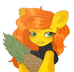 Size: 2050x2000 | Tagged: safe, artist:pro0oxy, derpibooru import, oc, oc:anna pine, unofficial characters only, earth pony, pony, clothes, food, freckles, image, looking at you, pineapple, png, simple background, smiling, smiling at you, solo, transparent background