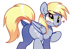Size: 1216x832 | Tagged: prompter needed, safe, ai content, derpibooru import, machine learning generated, novelai, stable diffusion, derpy hooves, pegasus, pony, butt, cute, derpabetes, dock, eyebrows, eyebrows visible through hair, female, floating heart, g4, heart, image, mare, mlem, plot, png, raised hoof, raised tail, silly, simple background, solo, tail, tongue out, white background