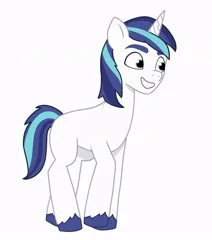 Size: 640x725 | Tagged: safe, artist:jazzhooves, derpibooru import, shining armor, pony, unicorn, g5, g4, g4 to g5, generation leap, horn, image, jpeg, male, simple background, smiling, solo, white background