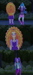 Size: 2000x4500 | Tagged: safe, artist:juanjocrespo, derpibooru import, adagio dazzle, aria blaze, sonata dusk, oc, oc:siren, human, equestria girls, ass, belt, blushing, bracelet, bush, butt, clothes, comic, confused, denim, faic, female, fingerless gloves, flirting, forest, g4, gloves, how to train your dragon, humanized, image, jeans, kisekae, lesbian, meme, nature, open mouth, pants, png, ponified meme, ship:sonagio, shipping, shirt, shorts, skirt, socks, spiked wristband, stockings, the dazzlings, thigh highs, thumbs up, toothless the dragon, tree, trio, trio female, wristband