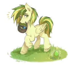 Size: 2415x2219 | Tagged: safe, artist:gold8811, derpibooru import, oc, oc:wooden toaster, unofficial characters only, pegasus, pony, easter, easter egg, holiday, image, male, png