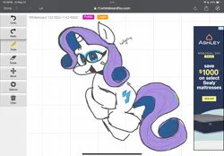 Size: 2360x1640 | Tagged: safe, artist:trixxiefloof, derpibooru import, rarity, pony, unicorn, colored, horn, image, looking at you, png, smiling, solo, whiteboard fox