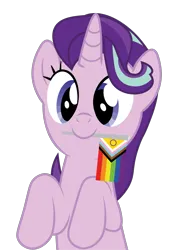 Size: 874x1294 | Tagged: safe, artist:prixy05, derpibooru import, starlight glimmer, pony, unicorn, female, flag, g4, horn, image, mare, png, pride, pride flag, pride month, progressive pride flag, simple background, solo, transparent background, vector