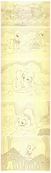 Size: 1084x3662 | Tagged: safe, artist:sherwoodwhisper, derpibooru import, oc, oc:eri, unofficial characters only, ant, earth pony, insect, pony, unicorn, comic:antlantis, anthill, blank flank, cape, clothes, colt, comic, female, filly, foal, horn, image, jpeg, male, mare, monochrome, scout, younger