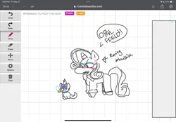 Size: 2360x1640 | Tagged: safe, artist:trixxiefloof, derpibooru import, opalescence, rarity, pony, unicorn, angry, crossover, dialogue, doodle, g4, garfield, horn, image, pipe, png, whiteboard fox