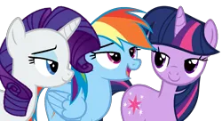 Size: 1297x705 | Tagged: safe, artist:shieldwingarmorofgod, derpibooru import, rainbow dash, rarity, twilight sparkle, pegasus, unicorn, base, base used, female, horn, image, png, simple background, transparent background, trio, trio female, unicorn twilight