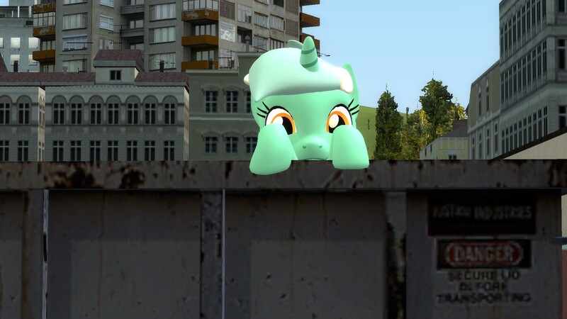 Size: 1920x1080 | Tagged: safe, artist:ports2005, derpibooru import, lyra heartstrings, pony, unicorn, 3d, background pony, g4, gmod, happy, horn, image, jpeg, peeking