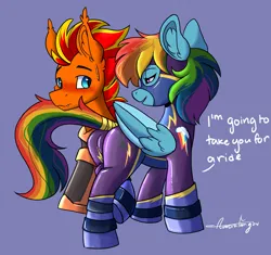 Size: 3406x3200 | Tagged: suggestive, artist:aurorafang, derpibooru import, oc, oc:fireheart(fire), oc:rainbow dash(prisoners of the moon), bat pony, pegasus, pony, alternate universe, bat pony oc, bat wings, clothes, fireheart76's latex suit design, image, latex, latex boots, latex socks, png, prisoners of the moon, rubber, rubber boots, rubber suit, socks, sultry pose, wings