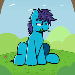 Size: 600x600 | Tagged: safe, artist:sefastpone, derpibooru import, oc, oc:open air, pegasus, pony, animated, commission, eating, gif, grass, grazing, horses doing horse things, image, male, outdoors, pegasus oc, stallion, wings, ych result, your character here