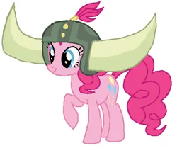 Size: 508x424 | Tagged: safe, artist:qjosh, derpibooru import, pinkie pie, earth pony, pony, female, g4, helmet, honorary yak horns, horned helmet, image, png, pony to yak, simple background, solo, transformation, transformation sequence, viking helmet, white background