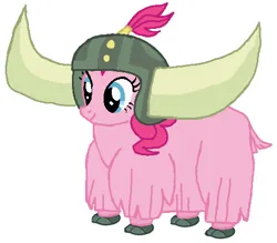 Size: 481x422 | Tagged: safe, artist:qjosh, derpibooru import, pinkie pie, earth pony, yak, female, g4, image, png, pony to yak, solo, transformation, transformation sequence