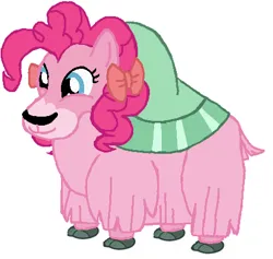 Size: 434x411 | Tagged: safe, artist:qjosh, derpibooru import, pinkie pie, yak, female, g4, image, pinkie yak, png, pony to yak, solo, species swap, transformation, transformation sequence, yakified