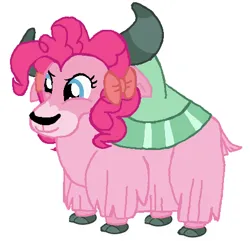 Size: 453x437 | Tagged: safe, artist:qjosh, derpibooru import, pinkie pie, yak, female, horns, image, pinkie yak, png, pony to yak, solo, species swap, transformation, transformation sequence, yakified