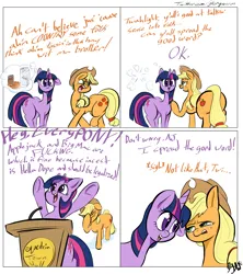 Size: 2600x2926 | Tagged: suggestive, artist:gloryworm, derpibooru import, applejack, twilight sparkle, earth pony, unicorn, autism, autism spectrum disorder, comic, horn, image, incest, panels, png, silly