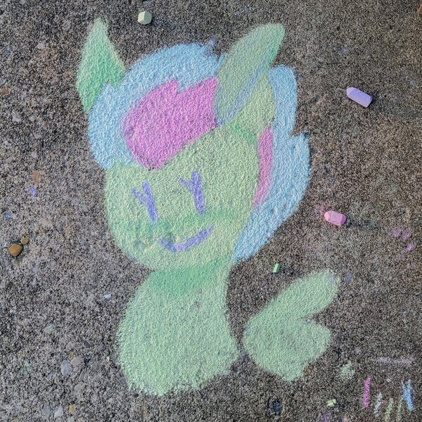 Size: 2048x2048 | Tagged: safe, artist:comicmaker, derpibooru import, pegasus, pony, g5, chalk, chalk art, chalk drawing, dot eyes, female, image, irl, jpeg, luminous dazzle, mare, photo, smiling, solo, traditional art, wings