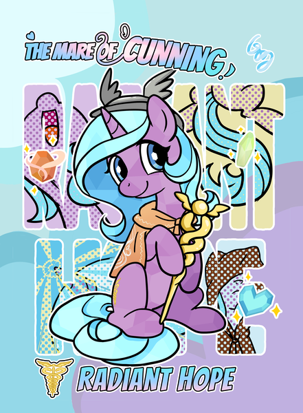 Size: 2360x3210 | Tagged: safe, artist:brella, derpibooru import, idw, radiant hope, crystal pony, pony, unicorn, helmet, horn, image, png, scepter, solo