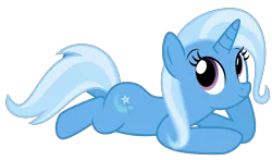 Size: 3000x1760 | Tagged: safe, artist:keronianniroro, derpibooru import, trixie, pony, unicorn, cute, diatrixes, female, g4, high res, hoof on face, horn, image, lying down, mare, png, simple background, solo, transparent background, vector