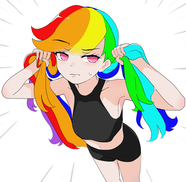 Size: 3056x2982 | Tagged: safe, artist:cz, derpibooru import, rainbow dash, human, anime style, clothes, female, g4, humanized, image, jpeg, solo