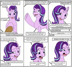 Size: 2496x2324 | Tagged: safe, artist:termyotter, derpibooru import, starlight glimmer, pony, unicorn, angry, atg 2024, comic, dialogue, horn, image, jpeg, newbie artist training grounds, offscreen character, speech bubble