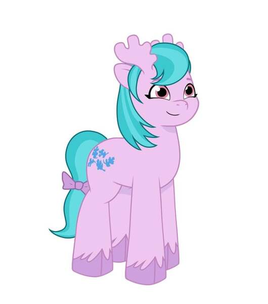 Size: 640x725 | Tagged: safe, artist:jazzhooves, derpibooru import, moose, g1, g5, my little pony: tell your tale, bow, female, g1 to g5, generation leap, image, jpeg, oakly, simple background, smiling, solo, tail, tail bow, white background