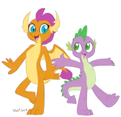 Size: 827x796 | Tagged: safe, artist:furseiseki, derpibooru import, smolder, spike, dragon, digital art, dragon wings, dragoness, duo, duo male and female, female, g4, image, looking at each other, looking at someone, male, older, older spike, png, simple background, smiling, smiling at each other, teenage spike, teenaged dragon, teenager, transparent background, wings