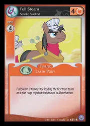 Size: 344x480 | Tagged: safe, derpibooru import, full steam, john bull, promontory, earth pony, pony, ccg, enterplay, g4, hat, image, jpeg, male, merchandise, my little pony collectible card game, solo focus, stallion