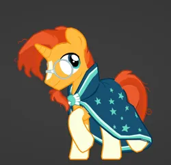 Size: 794x765 | Tagged: safe, artist:alex6886, derpibooru import, sunburst, pony, unicorn, 3d, 3d model, cape, clothes, facial hair, g4, glasses, goatee, gray background, horn, image, male, png, show accurate, simple background, solo, solo male, stallion