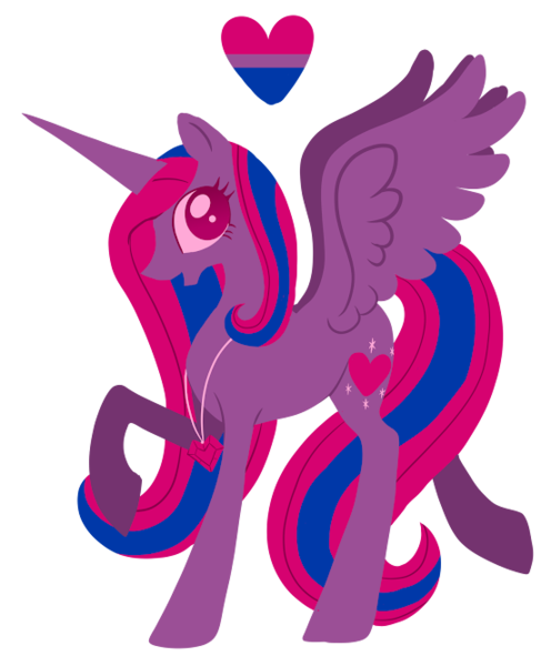 Size: 551x666 | Tagged: safe, artist:moondeer1616, derpibooru import, oc, oc:heart sparkle, unofficial characters only, alicorn, pony, bisexual, bisexual pride flag, female, g4, heart necklace, image, jewelry, limited palette, mare, necklace, png, pride, pride flag, simple background, transparent background