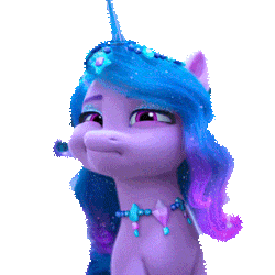 Size: 320x320 | Tagged: safe, derpibooru import, edit, edited screencap, screencap, izzy moonbow, pony, unicorn, g5, my little pony: make your mark, spoiler:g5, spoiler:my little pony: make your mark, spoiler:my little pony: make your mark chapter 6, spoiler:mymc06e04, animated, faic, gif, horn, image, my little pony: make your mark chapter 6, not a vector, secrets of starlight, simple background, solo