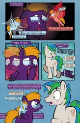 Size: 1920x2948 | Tagged: safe, artist:alexdti, derpibooru import, oc, oc:aqua lux, oc:purple creativity, oc:star logic, pegasus, pony, unicorn, comic:quest for friendship retold, angel, blushing, devil, glasses, horn, image, png, shoulder angel, shoulder devil