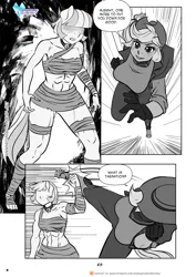 Size: 1200x1697 | Tagged: safe, artist:pia-sama, derpibooru import, applejack, coco pommel, anthro, earth pony, pony, comic:rogue diamond, comic, female, fight, g4, image, jpeg, mare