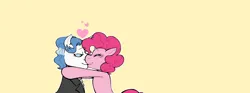 Size: 2356x881 | Tagged: safe, artist:dsstoner, derpibooru import, fancypants, pinkie pie, earth pony, pony, unicorn, crack shipping, duo, duo male and female, female, heart, horn, image, kiss on the lips, kissing, male, pinkiepants, png, shipping, smiling, straight