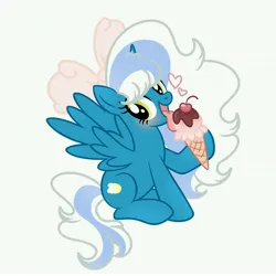 Size: 6890x6890 | Tagged: safe, artist:riofluttershy, derpibooru import, oc, oc:fleurbelle, unofficial characters only, alicorn, pony, alicorn oc, blushing, bow, cherry, female, food, hair bow, heart, horn, ice cream, image, jpeg, licking, mare, simple background, solo, sprinkles, tongue out, white background, wings, yellow eyes