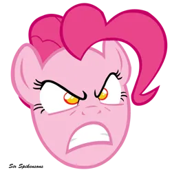 Size: 900x900 | Tagged: safe, artist:sirspikensons, derpibooru import, pinkie pie, earth pony, pony, the last roundup, angry, demonic eyes, female, g4, head only, image, mare, pinkie promise, png, simple background, transparent background, vector, you pinkie promised