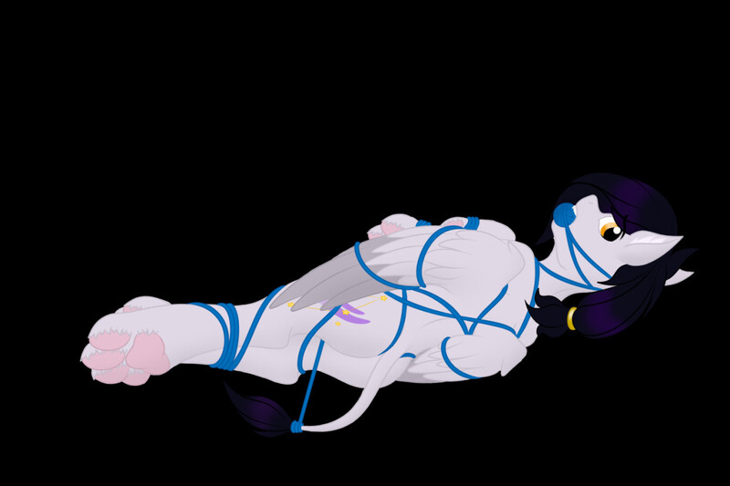 Size: 1280x853 | Tagged: suggestive, artist:antonesko, ponerpics import, oc, unofficial characters only, hybrid, pony, ballgag, bondage, butt, gag, image, jpeg, male, rope, rope bondage, stallion