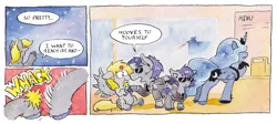 Size: 1863x832 | Tagged: safe, artist:lost marbles, derpibooru import, derpy hooves, princess luna, alicorn, bat pony, pegasus, bodyguard, clothes, image, newbie artist training grounds, png, sniper, stars, suit, sunglasses, traditional art, watercolor painting