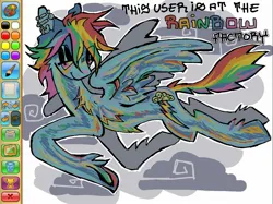 Size: 2048x1535 | Tagged: safe, artist:goom1e, derpibooru import, rainbow dash, pegasus, pony, fanfic:rainbow factory, animal jam, art program in frame, digital art, fanfic art, image, interface, jpeg, smiling, solo