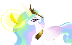 Size: 1920x1200 | Tagged: safe, artist:puzzlshield2, derpibooru import, princess celestia, alicorn, pony, 3d, 3d render, banana, celestia day, do you like bananas?, food, fruit, image, magic, magic aura, meme, mmd, png, render, simple background, transparent background