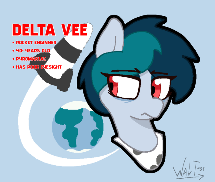 Size: 2378x2012 | Tagged: safe, artist:walt121, derpibooru import, oc, oc:delta vee, pegasus, pony, bust, fanart, female, image, mare, png, short hair, text