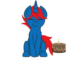 Size: 2048x1536 | Tagged: safe, artist:ihateyouall114, artist:ry-bluepony1, derpibooru import, oc, oc:train track, pony, birthday, cake, candle, chocolate cake, cutie mark, food, horn, image, male, mane, png, stallion, tail